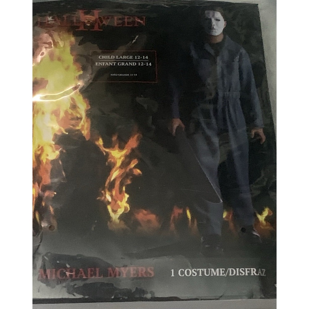 Michael Myers Halloween Kids Large 12-14 Mask Coveralls Halloween Costume